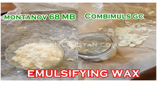 Dalawang uri ng emulsifying waxes, montanov 68 mb at combimuls GC na gawa sa bahay o DIY.